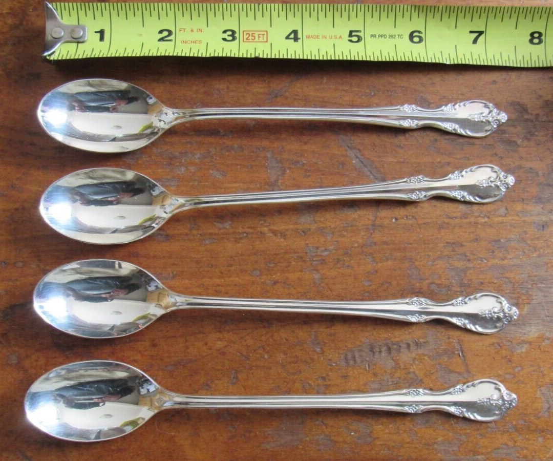 4 Rogers & Bro Reinforced IS Silverplate SOUTHERN SPLENDOR iced tea spoons