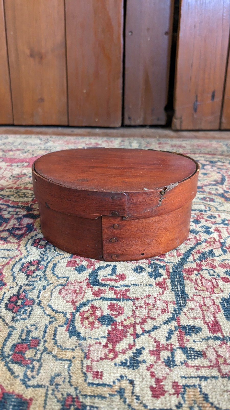 Antique Early Primitive Small Wood Stain Pantry Storage Box 5.75″ Patina