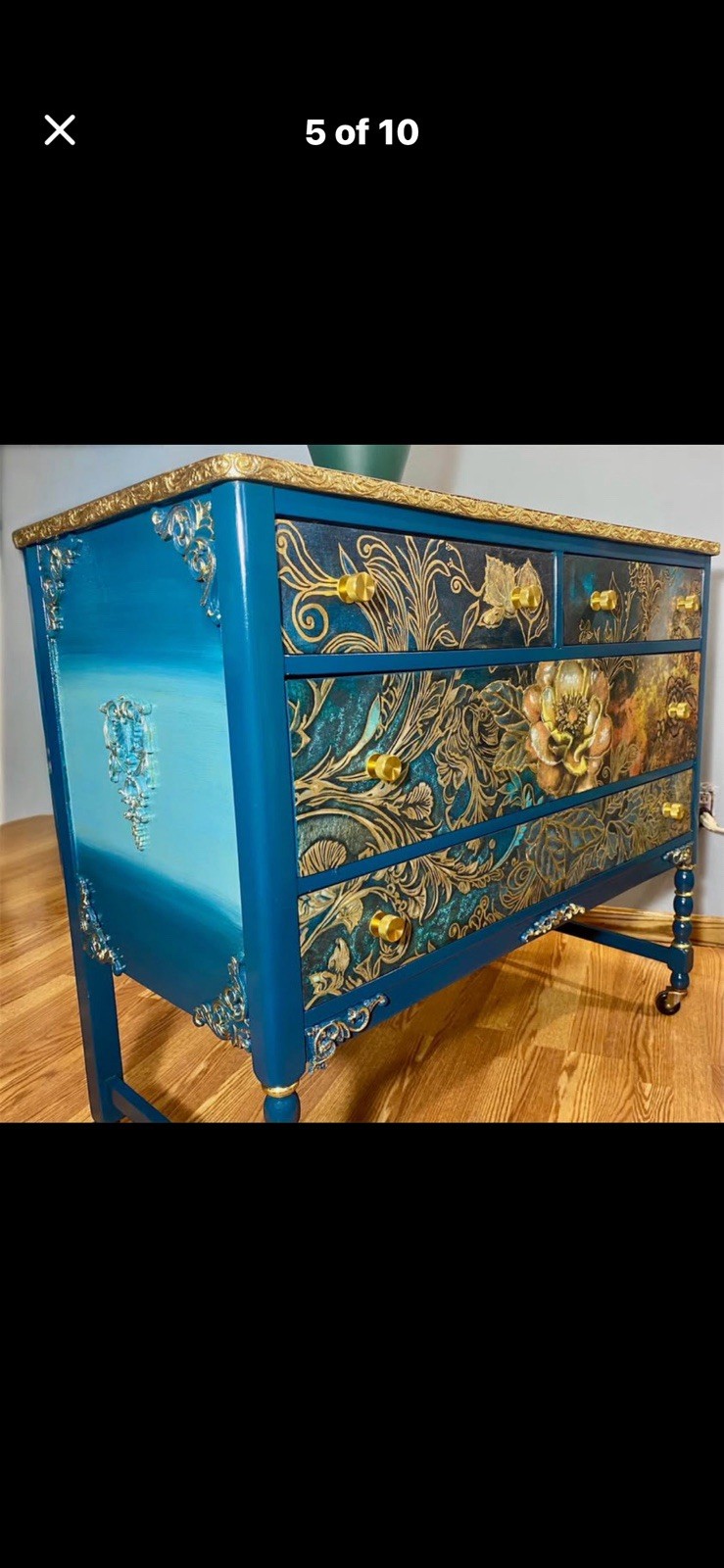 Vintage Mediterranean Hand painted Vanity Or Dresser