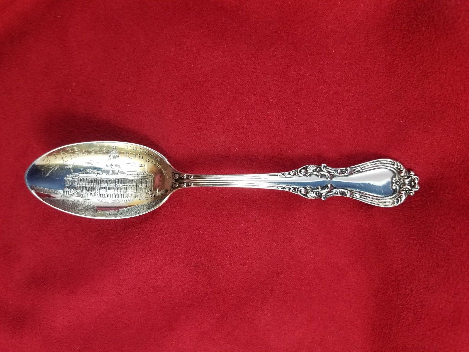 Topeka, Kansas Sterling Souvenir Spoon by Frank W. Smith w/ State Capitol 9455