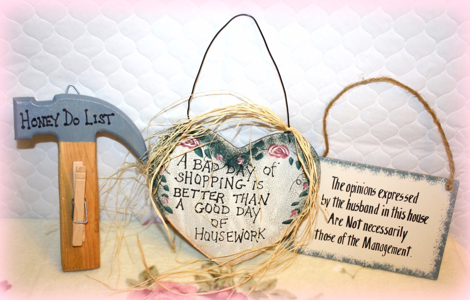 *NEW* SET OF 3 WALL PLAQUES COMICAL HONEY-DO HAMMER, SHOPPING, HUSBAND