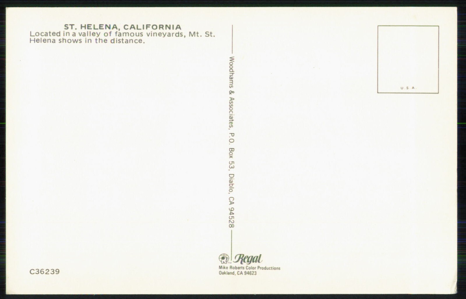 St. Helena California Aerial View Postcard