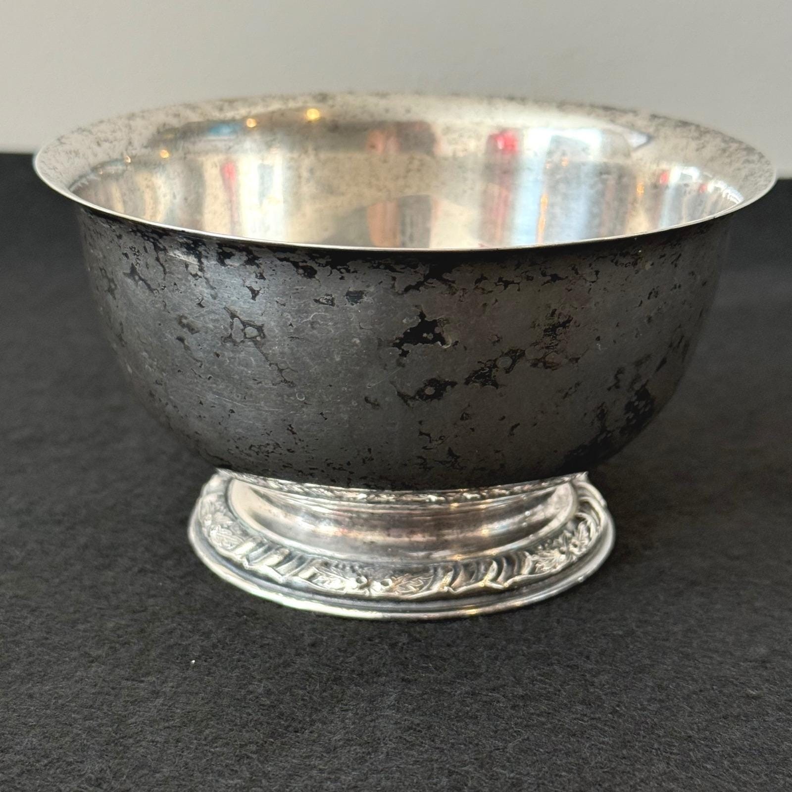 Vintage Community Silverplate Pedestal Bowl 5″ Compote Dish Ornate