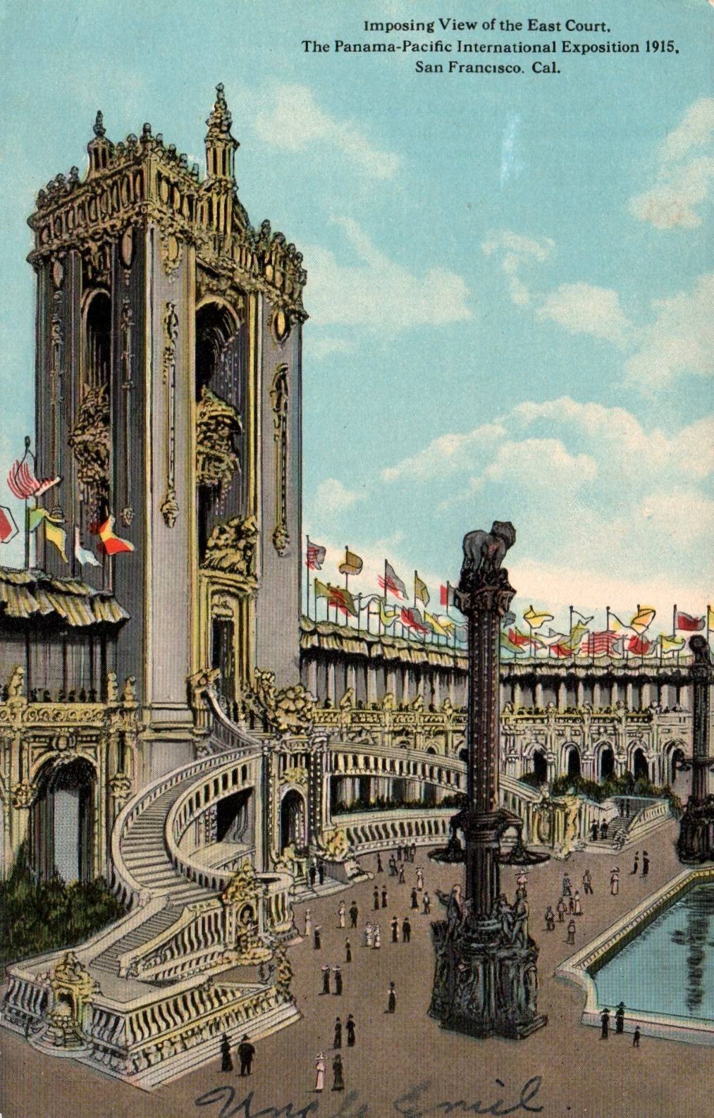 EAST COURT, 1915 PANAMA-PACIFIC EXPOSITION In San Francisco Vintage Postcard