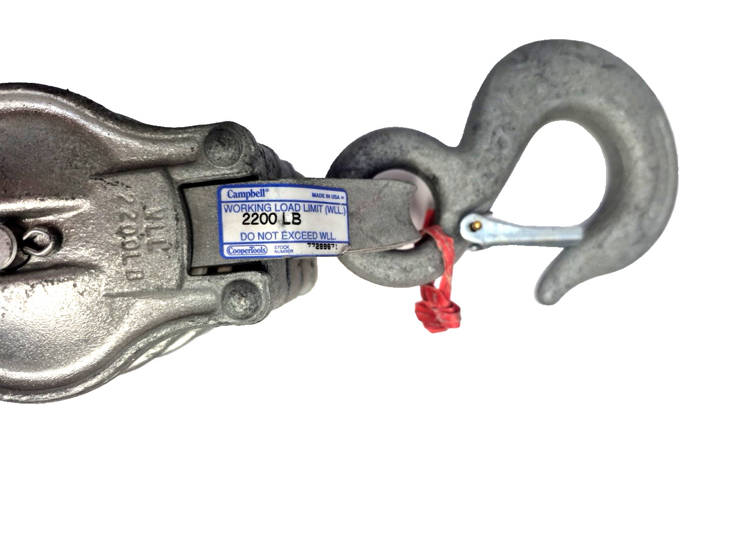 Campbell Galvanized Iron Shell Manila Rope Triple Sheave Pulley Block with Hook