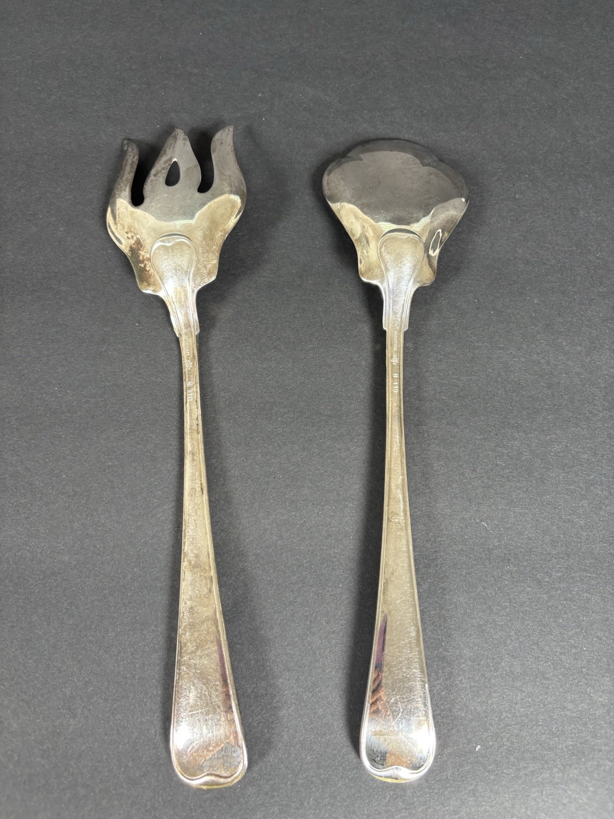 GORHAM EP Silverplate Scalloped Serving Spoon & Meat Fork, N118 & N119, 10.25″