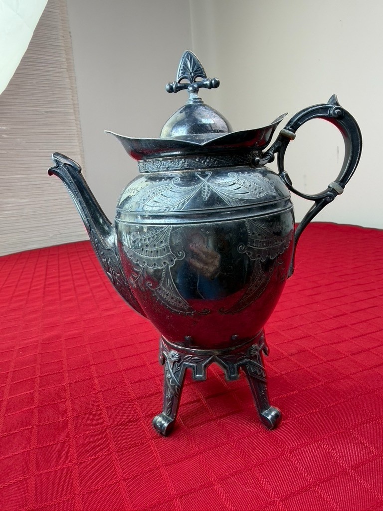 ANTIQUE Original Collectible MERIDEN B. COMPANY 1893 1/2 SILVER PLATE TEAPOT