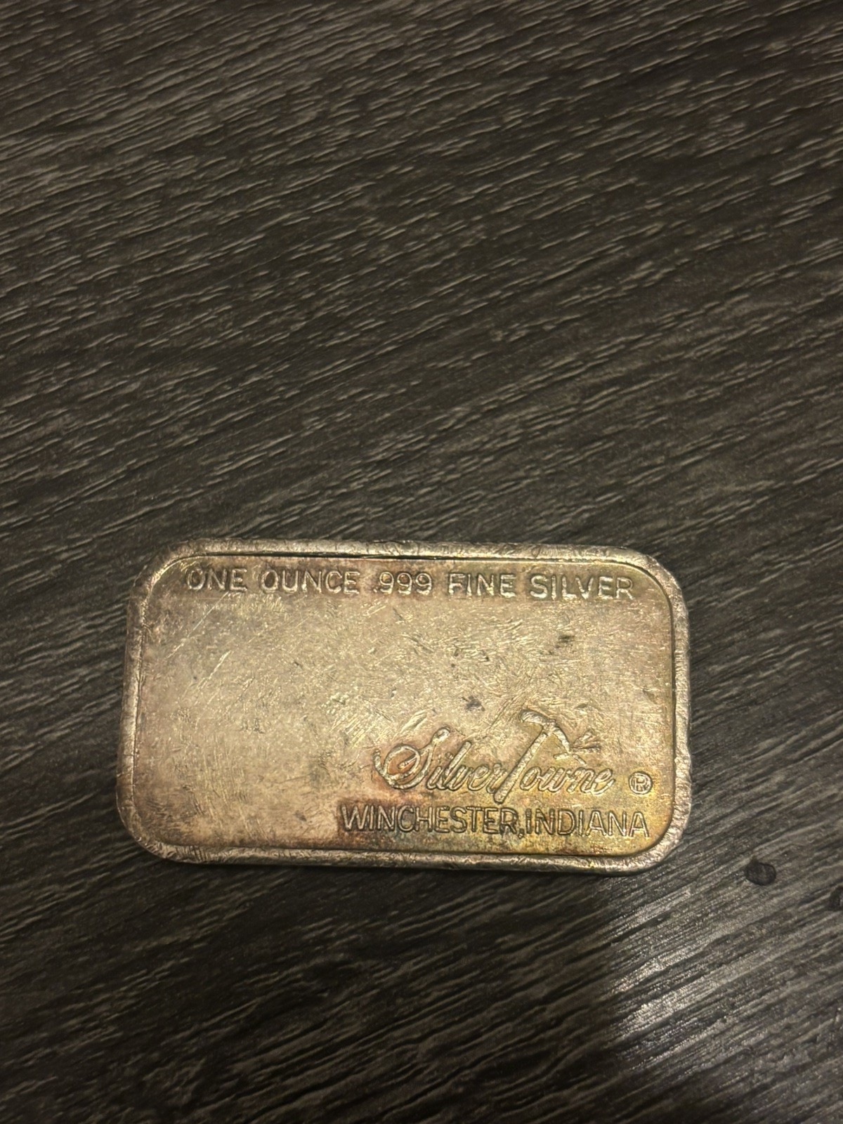 VINTAGE Silvertowne indian Chief Bar- Winchester, Indiana 1oz .999 Fine Silver