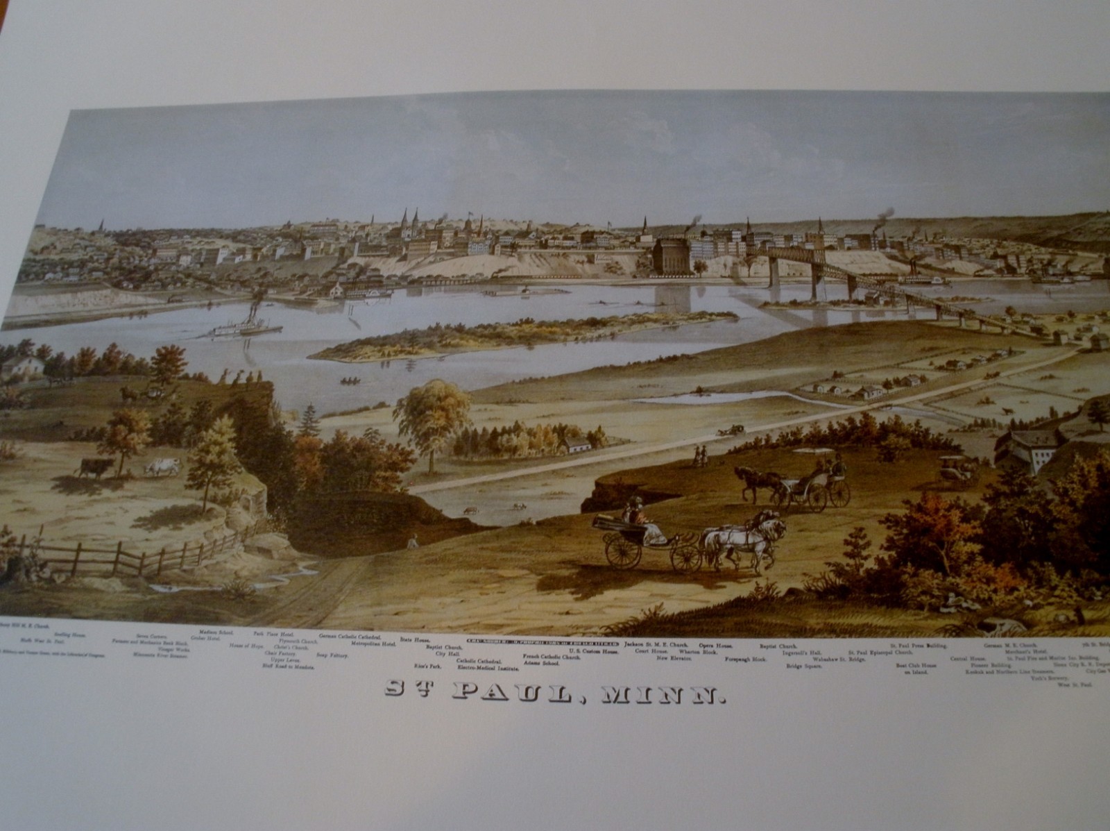 Large print of St Paul, Minnesota in 1874 Historic Urban Plan view 17.5″ X 23″