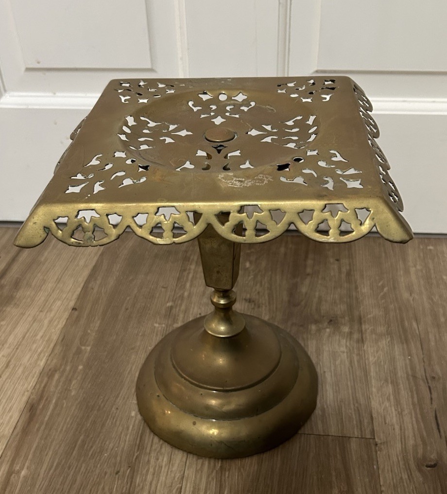 Antique Brass Square Trivet Kettle Pots Stand Pedestal Plant Stand Jardiniere