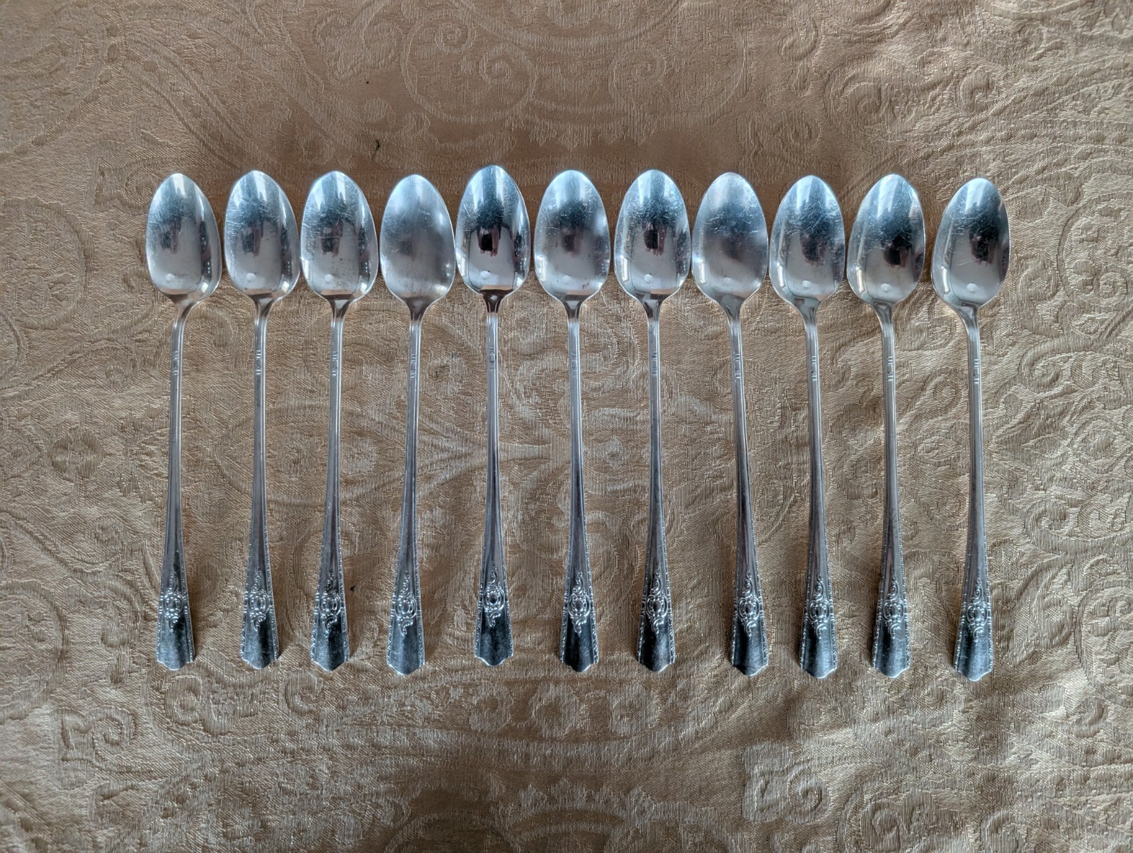 11x Iced Tea Spoon Maytime (Silverplate, 1944) by Wallace Silver