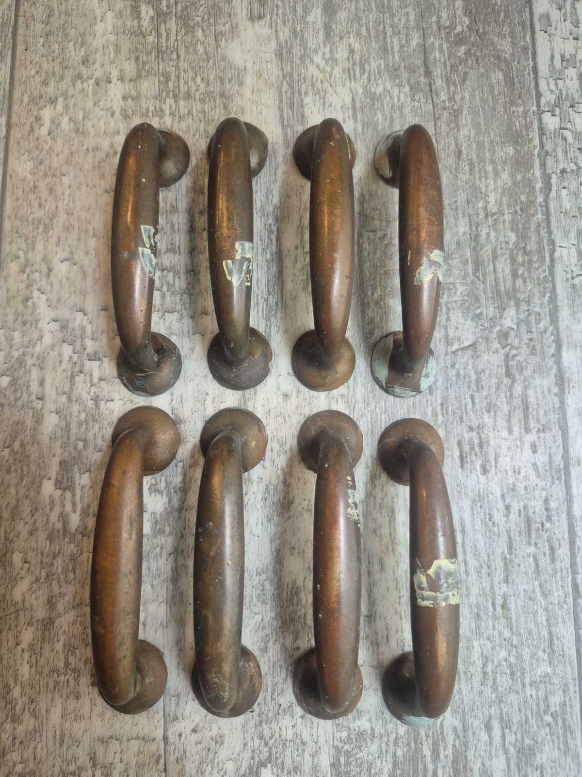 8 Antique Solid Brass Drawer Pulls Hardware Architectural Salvage 3″ Centers