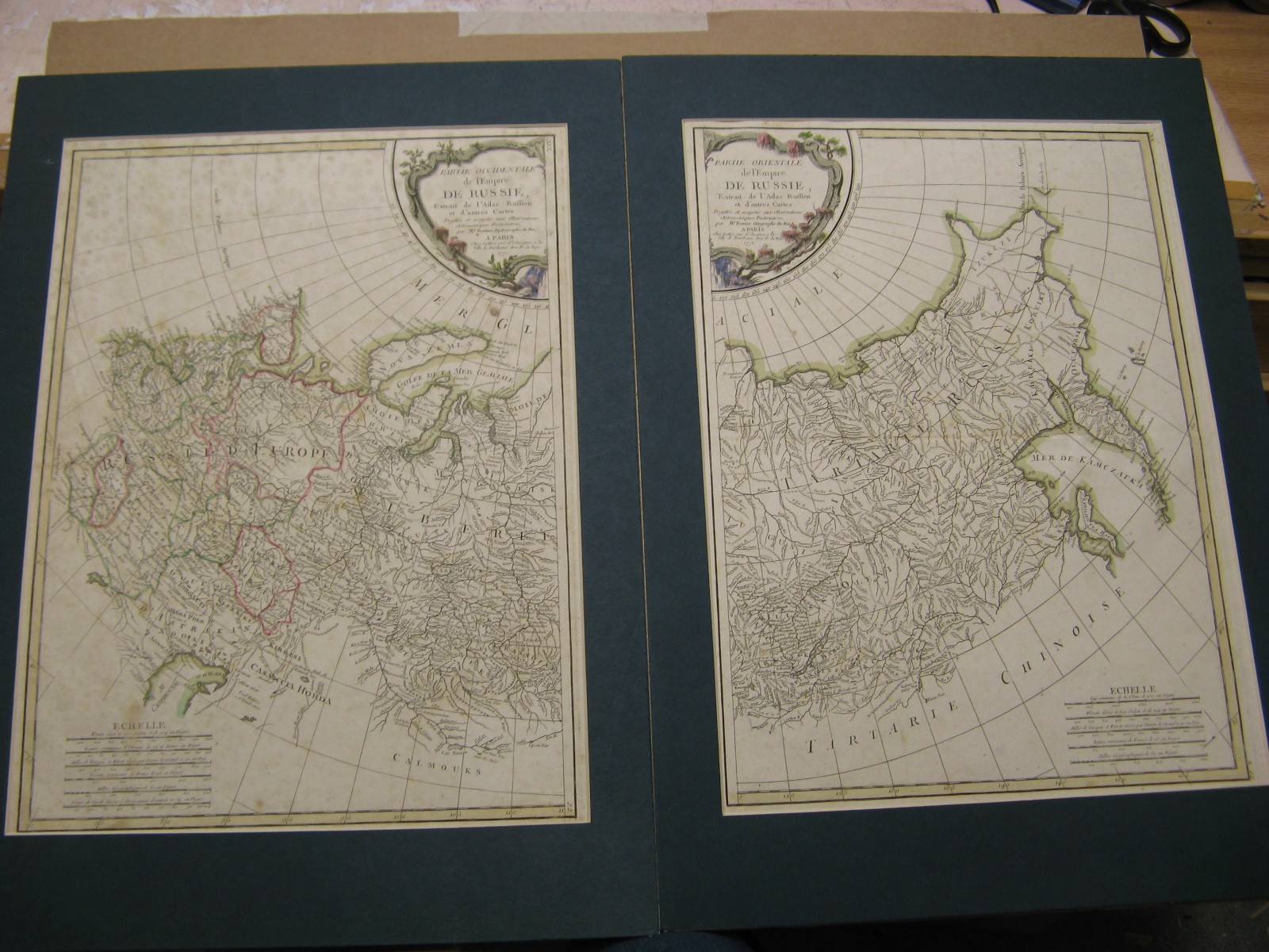 100% ORIGINAL RUSSIAN EMPIRE MAPS X2 BY DU ROY / BONNE C1771 VGC HAND COLOURED