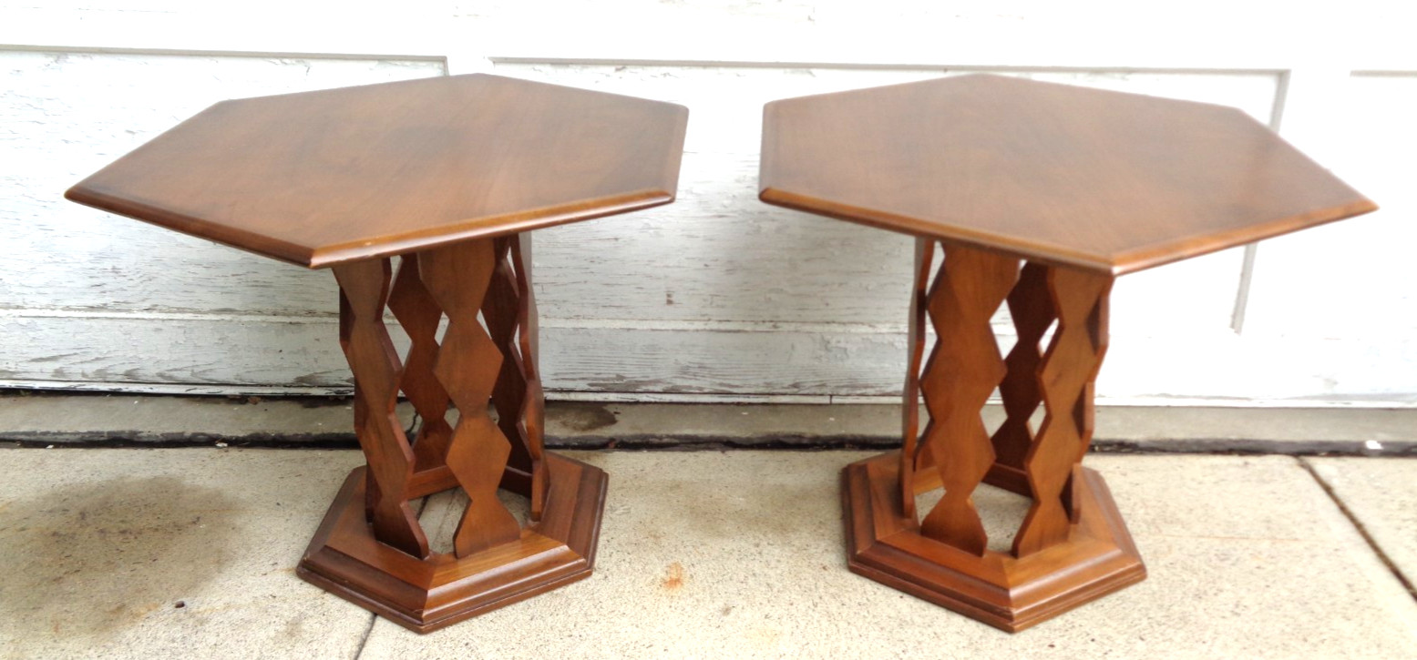 2 Vintage Mid Century Modern End Side Accent Tables Pair Nice!