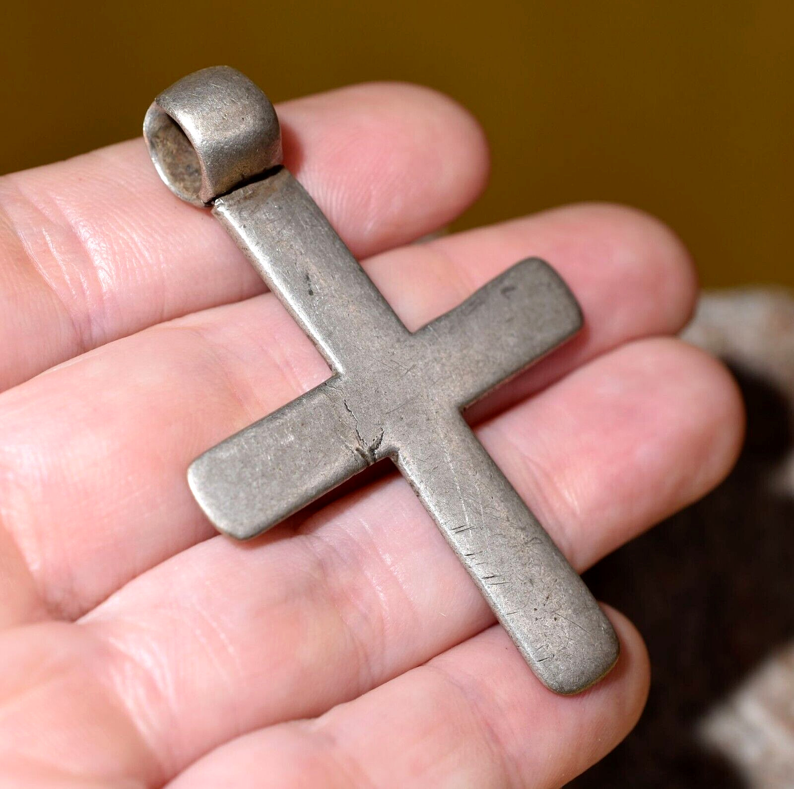 Antique Ethiopian Coptic Christian Cross Handmade Silver Pendant Ethiopia Africa