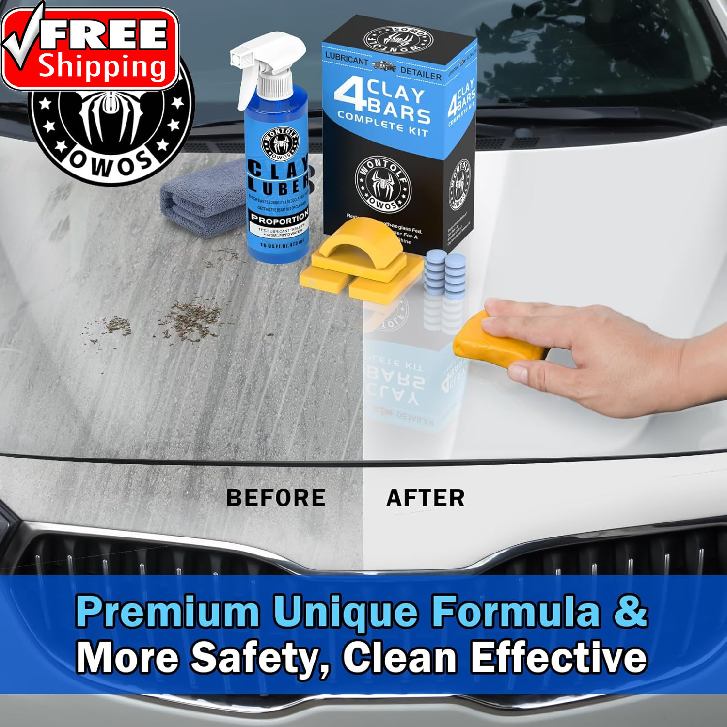 Clay Bar Kit, Complete Clay Bars Auto Detailing Clay Luber Lubricant Car Wash Ki