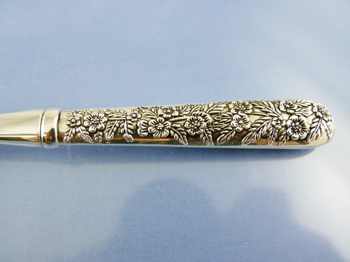 unknown FLOWER & LEAF SALAD SERVING SPOON & FORK BY repouse unknown MAKER