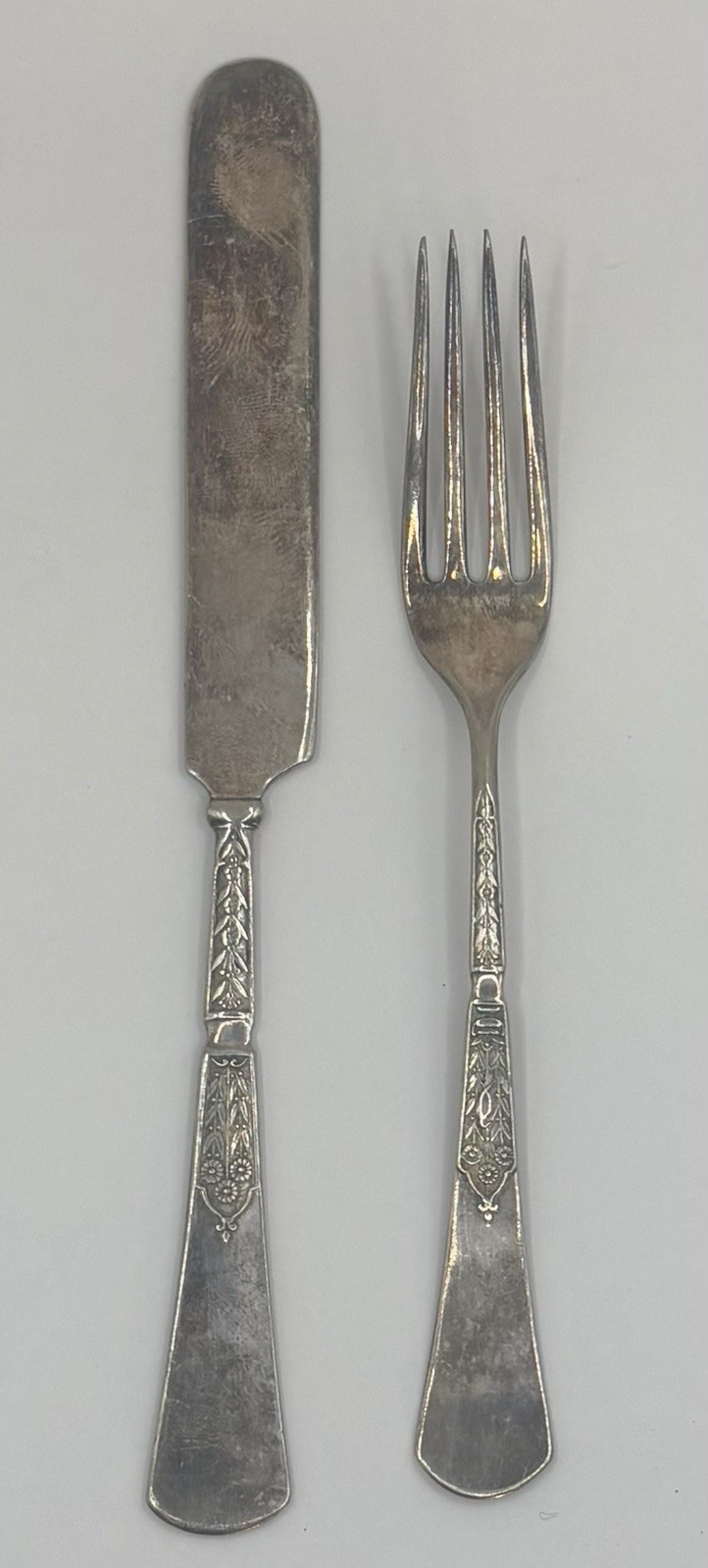 2pc Antique Silverplate Reed and Barton Youth Fork and Butter Knife Set