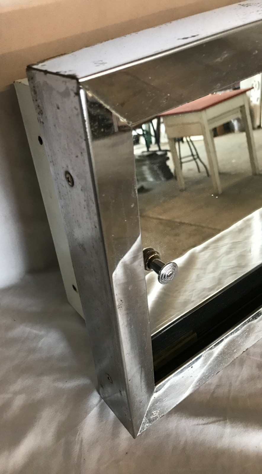 VTG 1960’s Deco Metal Chrome 11X24 Mirrored Recessed Cabinet Old 315-26B