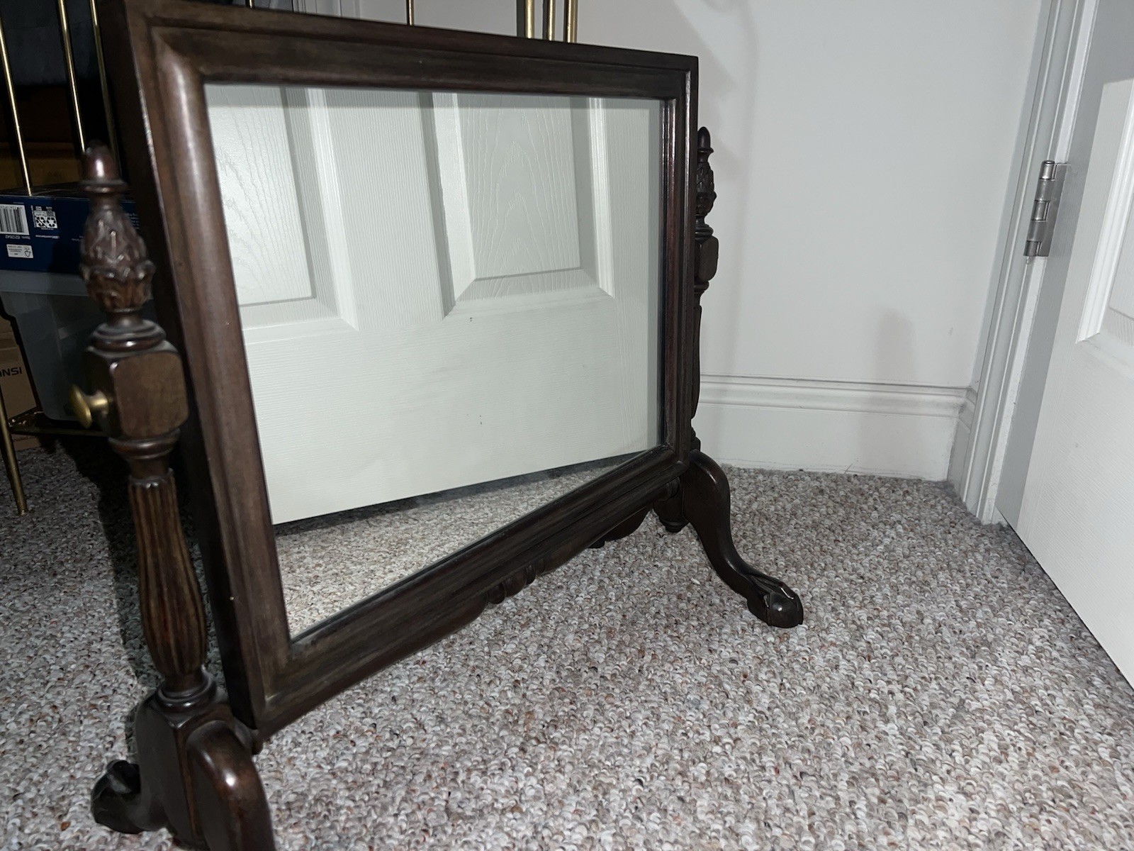 19th Century Chippendale Style Carved Mahogany Footed Dresser Mirror