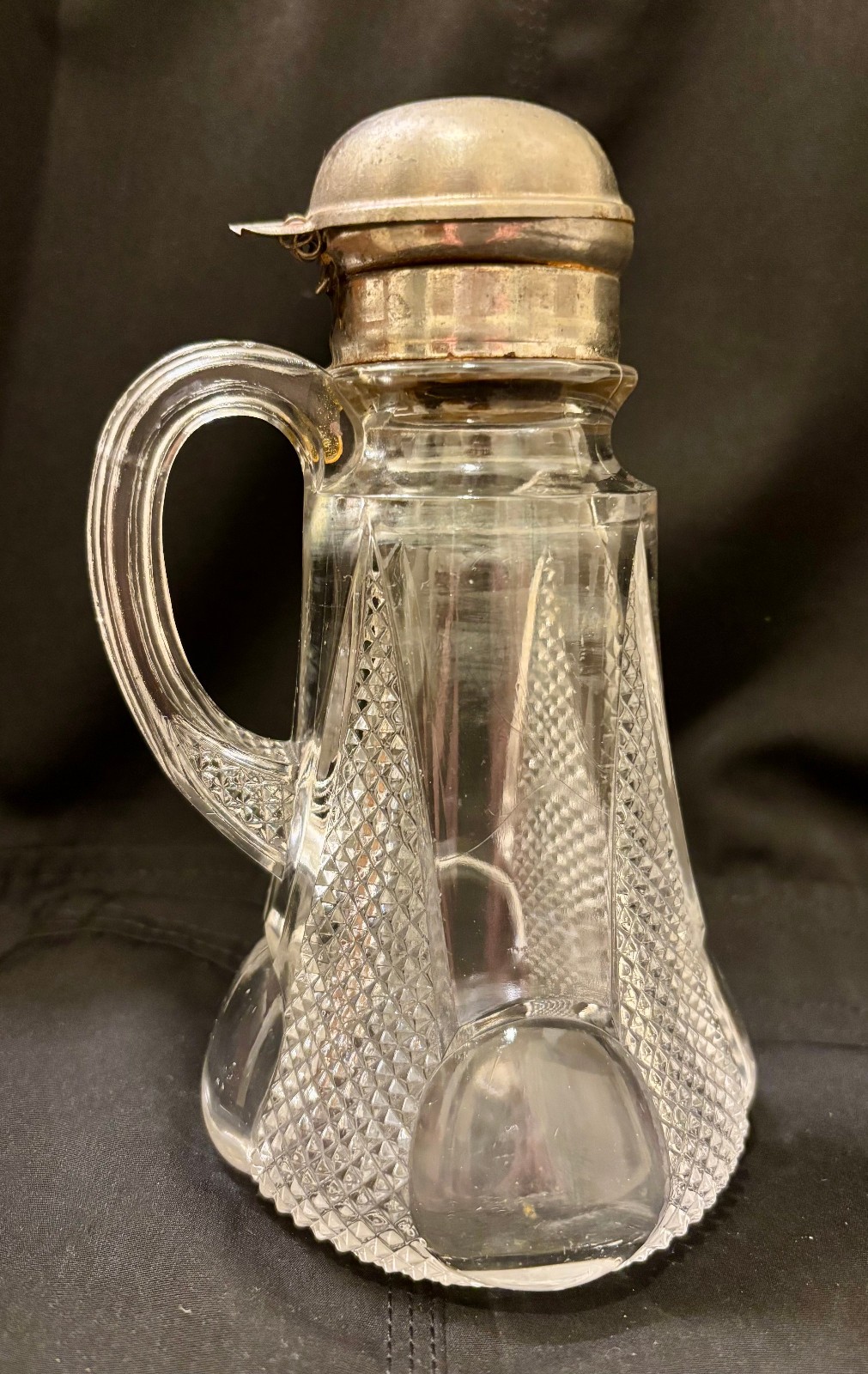EAPG Antique Pattern RAMONA SYRUP JUG National McKee Glass Tiptoe 1903 Molasses