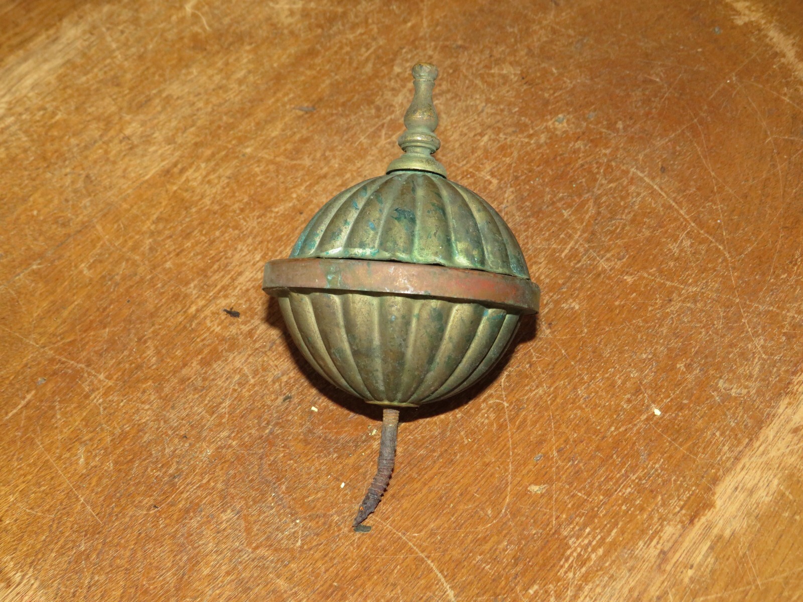 Antique Colonial or Victorian Metal Brass Furniture Finial, 2 by 2 1/2 Inches