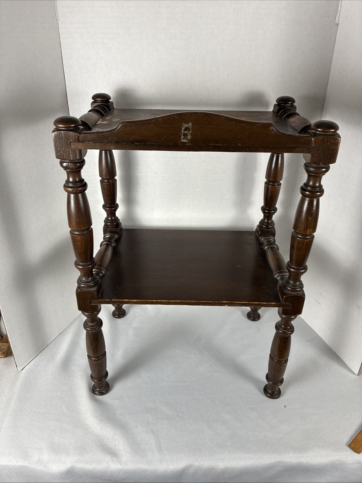 Antique French Spanish Jacobean Walnut Wood Table Stand Solid. 21”