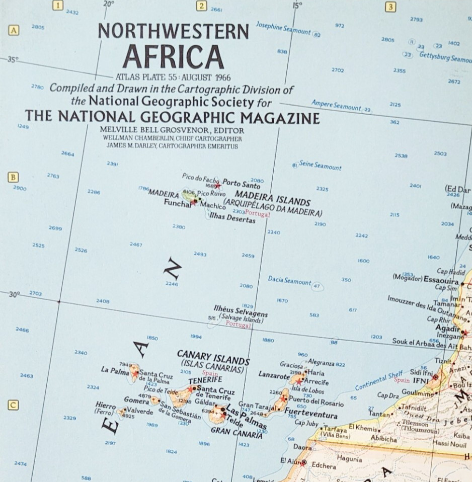1966 Northwestern Africa Map National Geographic Antique 24.75 x 19″ F13H