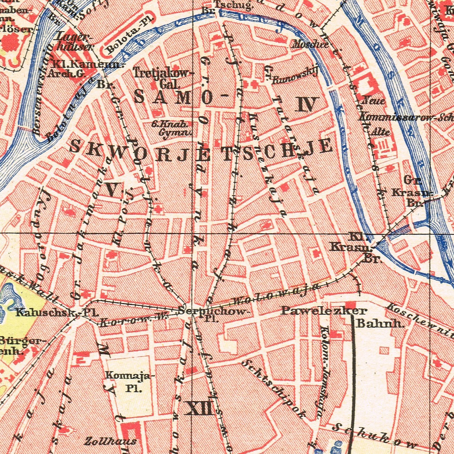 MOSCOW dated Dec. 1906 Москва Original Antique map RUSSIA Россия KREMLIN plan