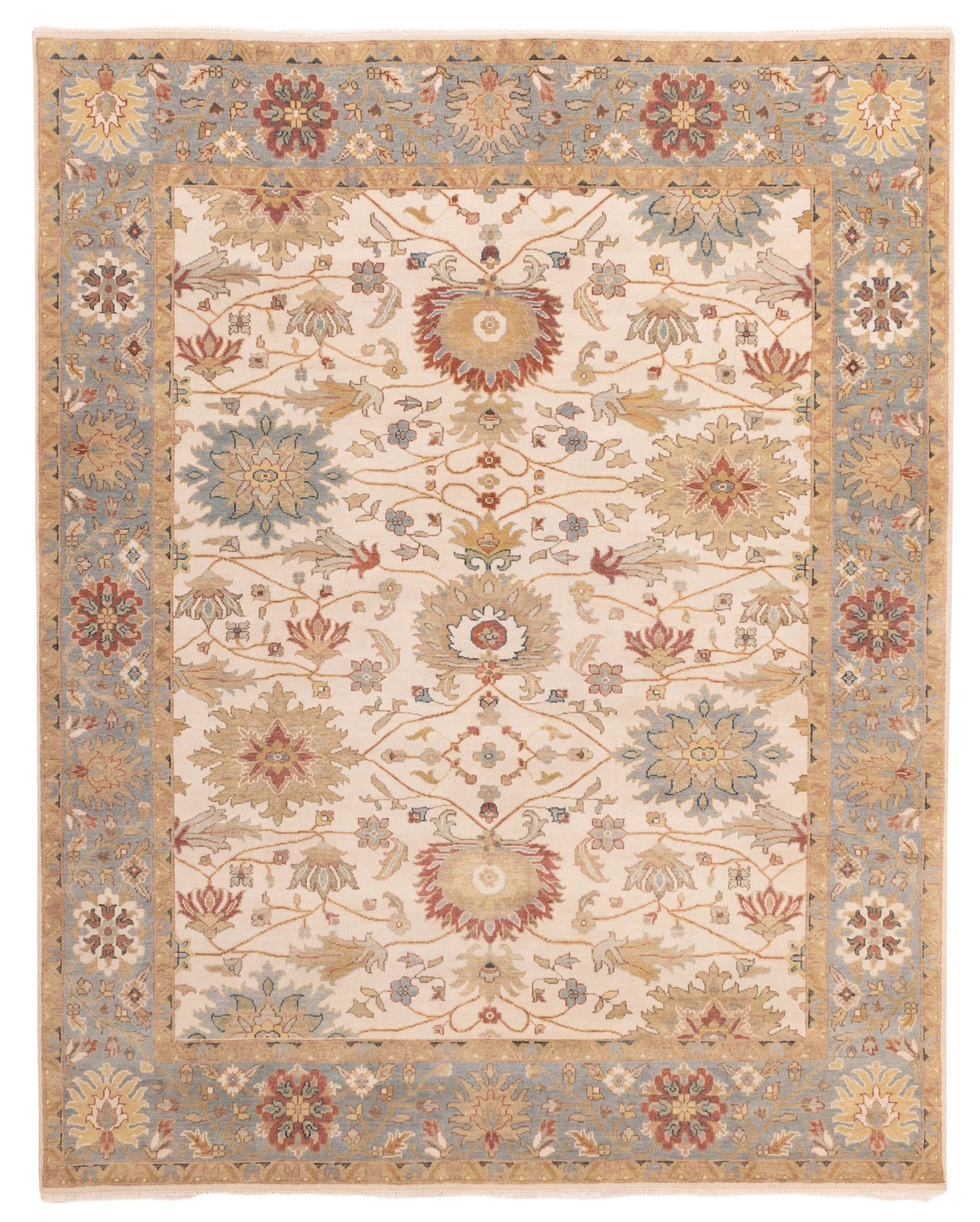 Vintage Hand-Knotted Area Rug 7’11” x 9’11” Traditional Wool Carpet