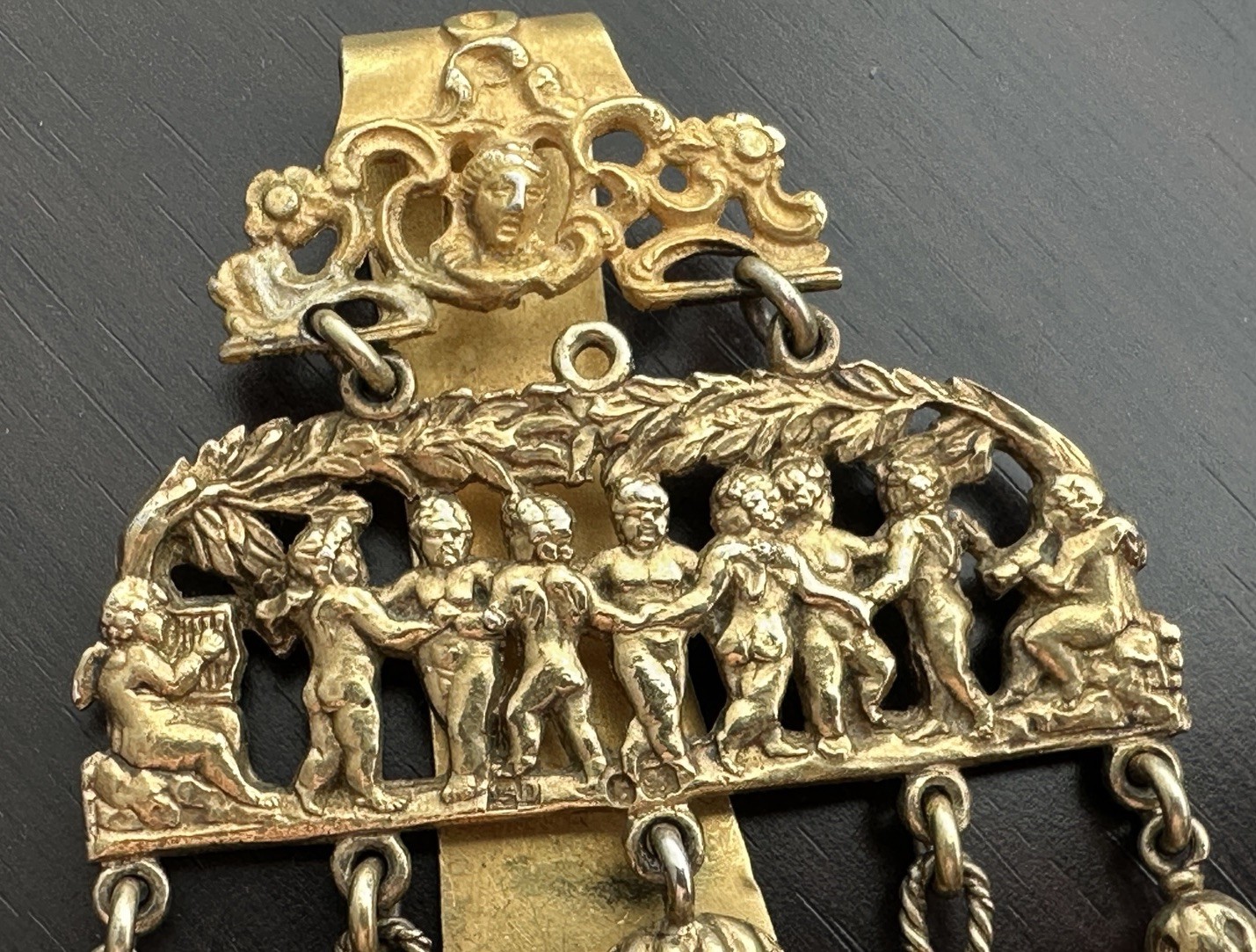 Stunning Victorian Solid Silver Gilt Chatelaine c.1870
