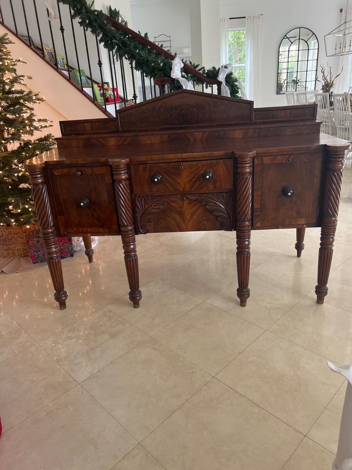 Caribbean or West Indies Antique Mahogany Inlaid Server