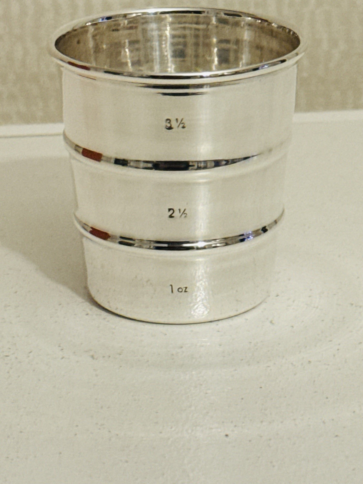 Contemporary Silverplate Measuring Cup In Original Box By Sandra Jordan , NY