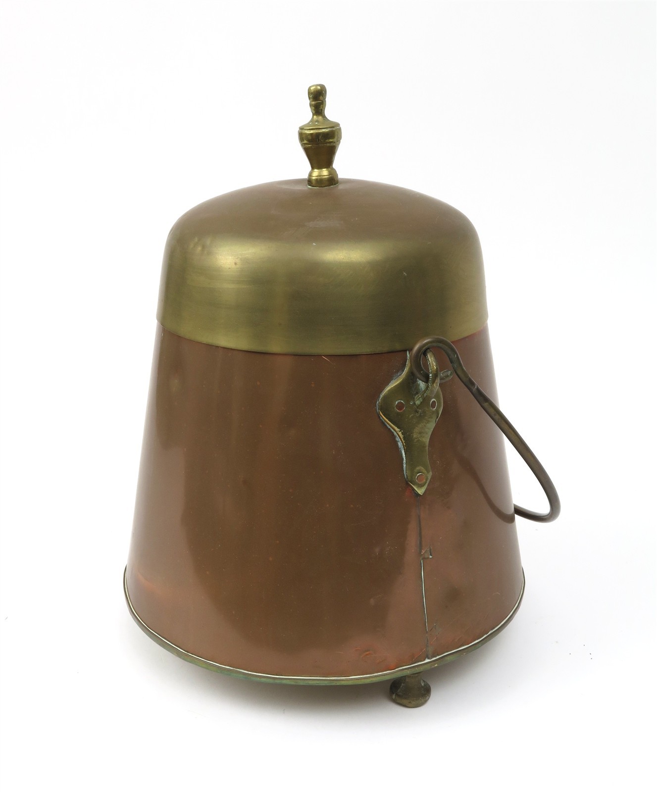 Antique Copper Brass Dutch Doofpot 15″ Primitive Fireplace Embers Pot