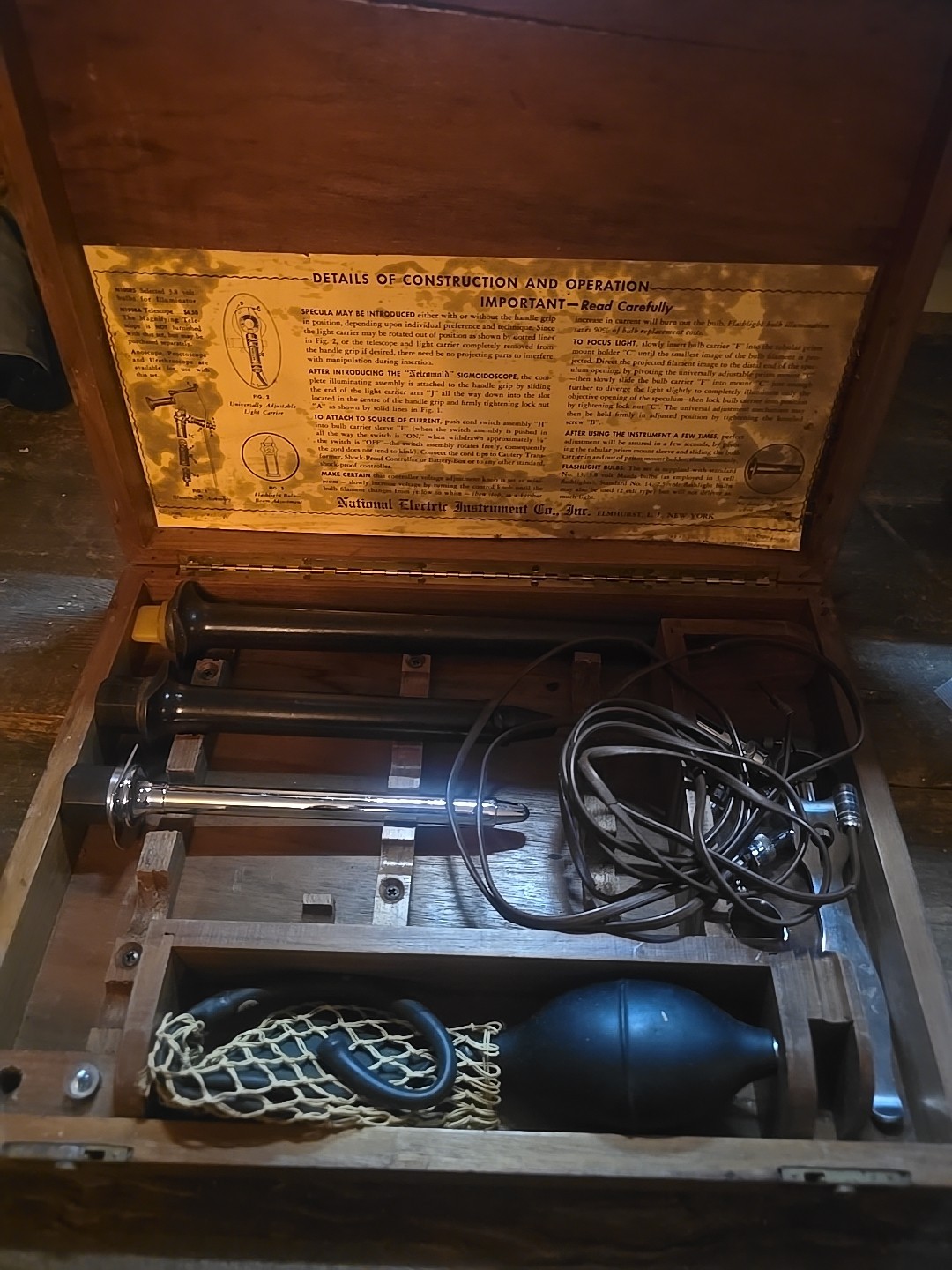 Medical Instrument Set 1945 Antique Bakelite National Electric Co w/ Case Incomp
