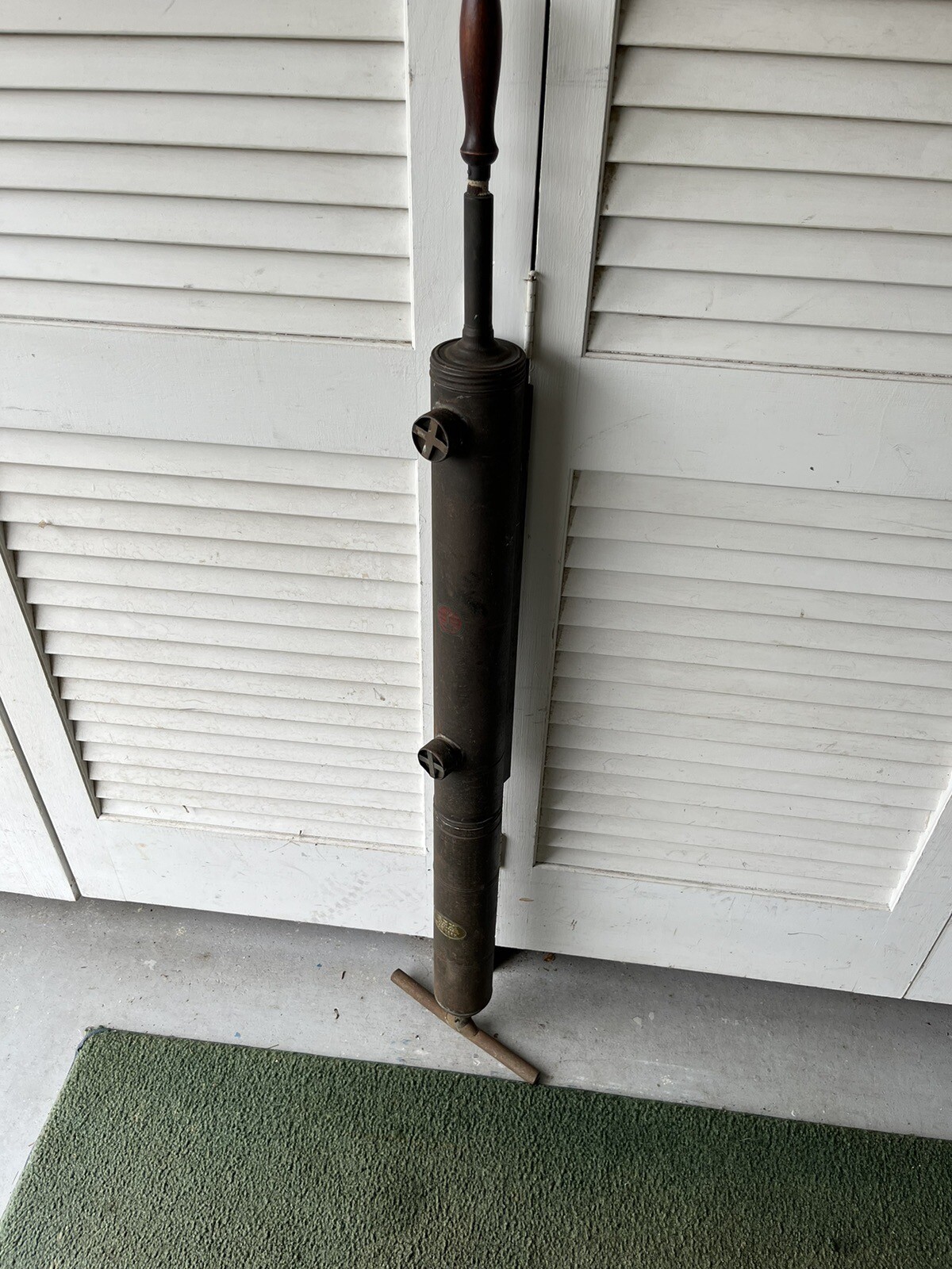 Antique Military Green WWI 1st Pump Stick Vacuum Rex Kenney Pat 1907 Works 50”