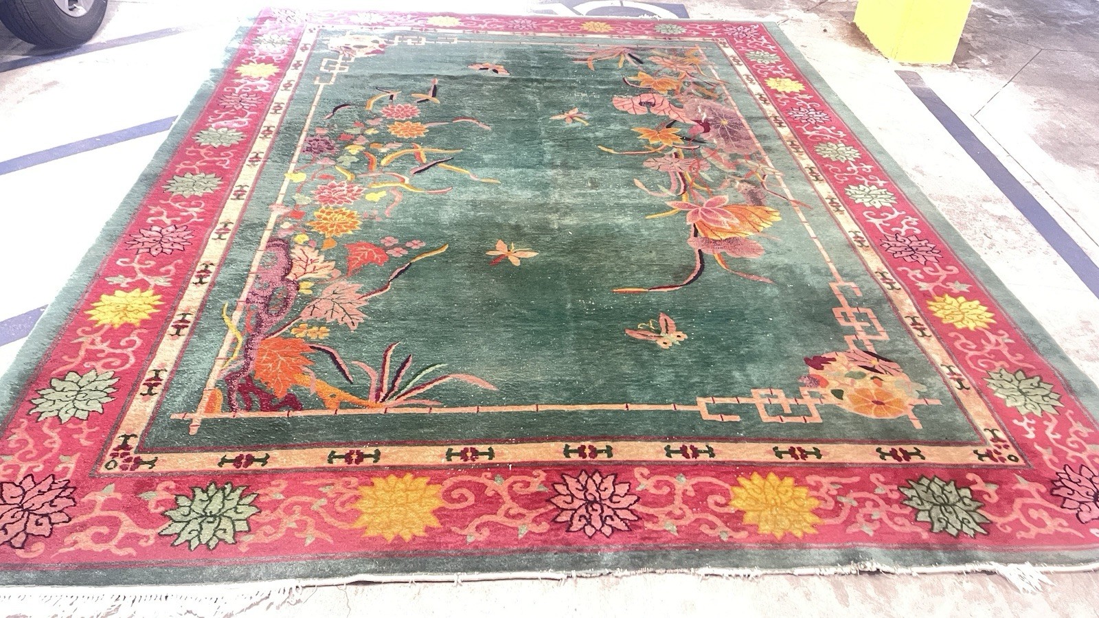 ANTIQUE CHINESE ORIENTAL ART DECO RUG DRAMATIC DESIGN