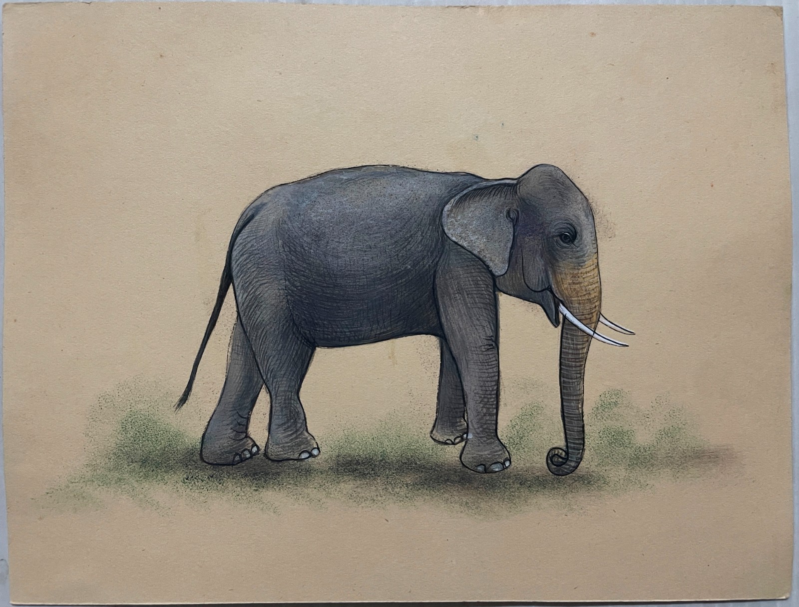 VINTAGE VERY BEAUTIFUL MINIATURE HANDMADE WILD ANIMAL THEME PAINTING.