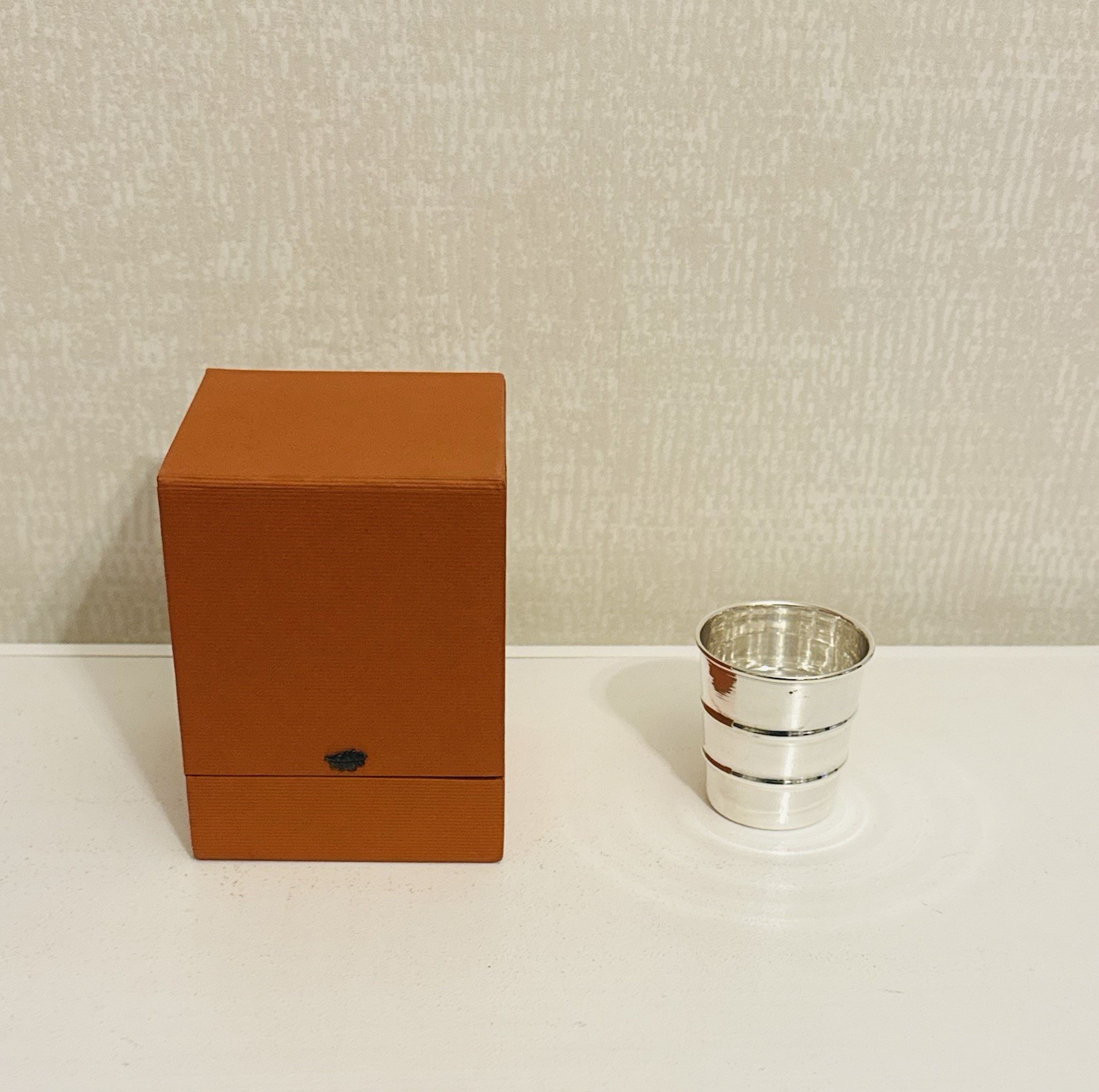 Contemporary Silverplate Measuring Cup In Original Box By Sandra Jordan , NY