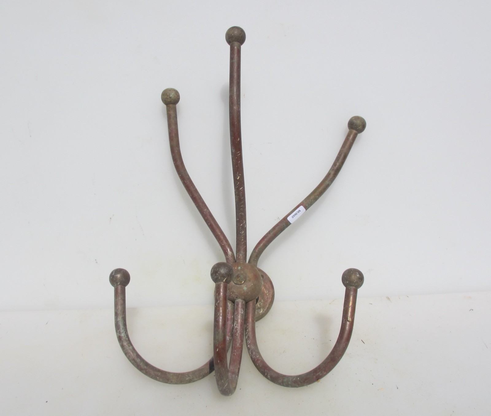 HUGE Antique Brass Hook Old Coat Hook Hat Hanger Vintage 15″H