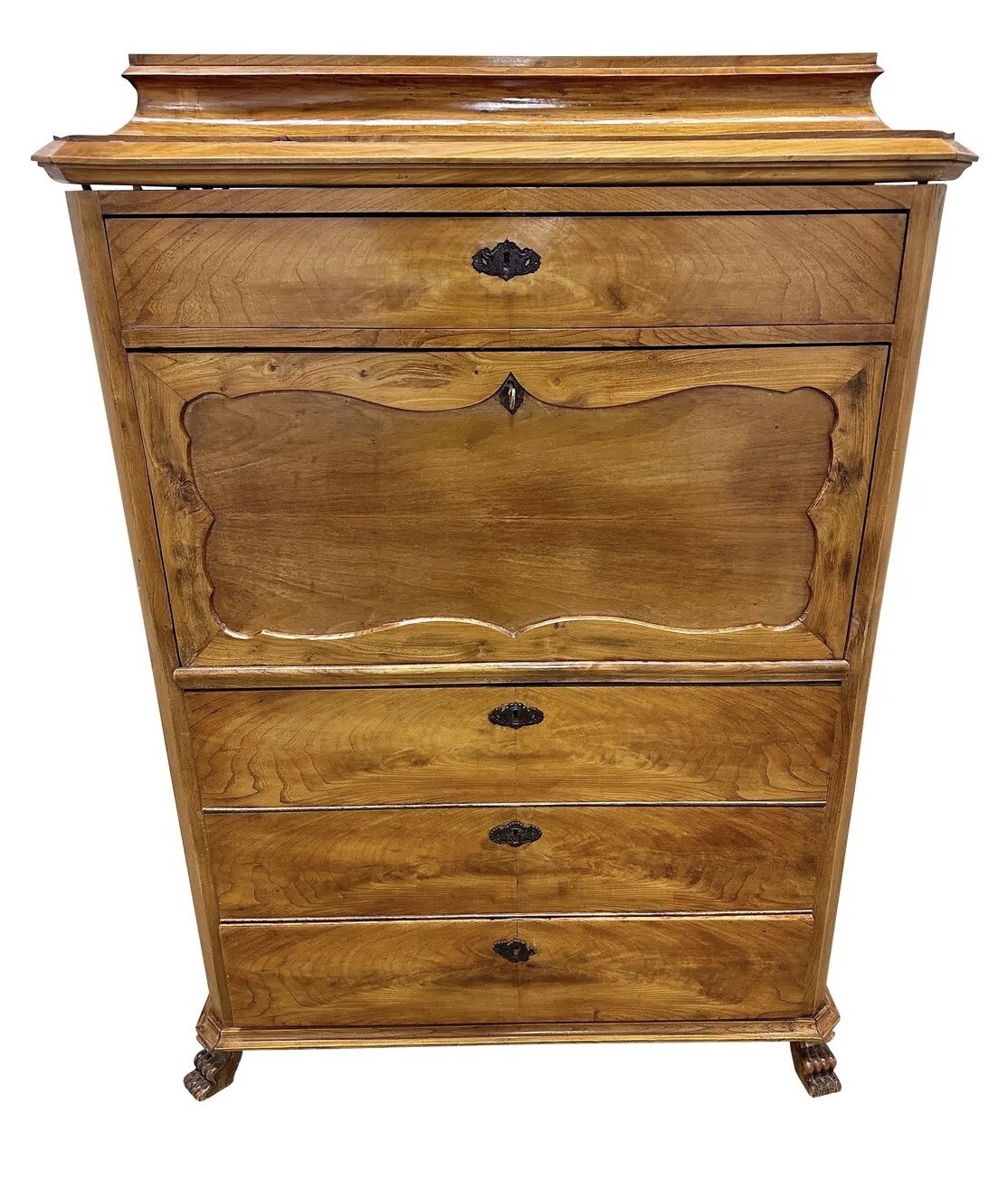 Antique Biedermeier Secretary Swedish Desk Chest of Drawers C1860-80 Elm/Walnut