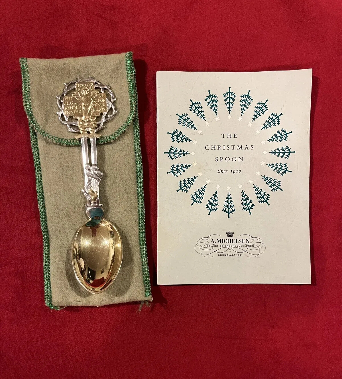 A. Michelsen 1914 Christmas Spoon “Christmas Angel” by H. Slott-Moller & Booklet