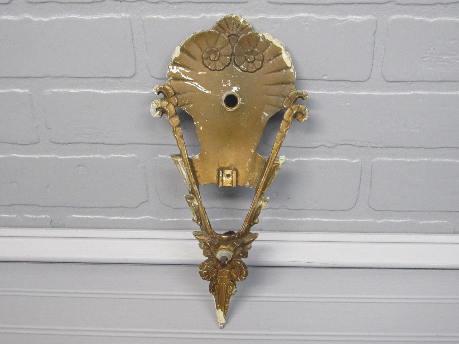 Vintage Antique 1930’s Art Deco Slip Shade Sconce As Is Midwest Brown Tip