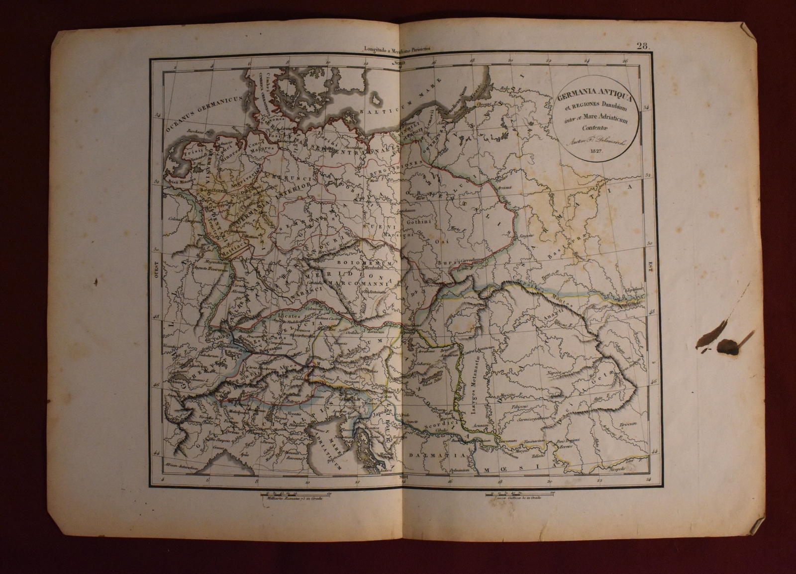 Antique Map of Germany titled ‘Germania Antiqua’ Delamarche 1827