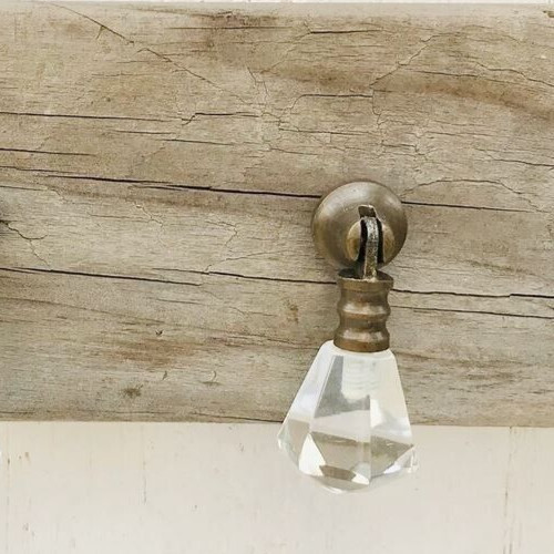 VINTAGE-Brass Drawer Pull Handle Teardrop Glass Hardware Cabinet Knob tear drop