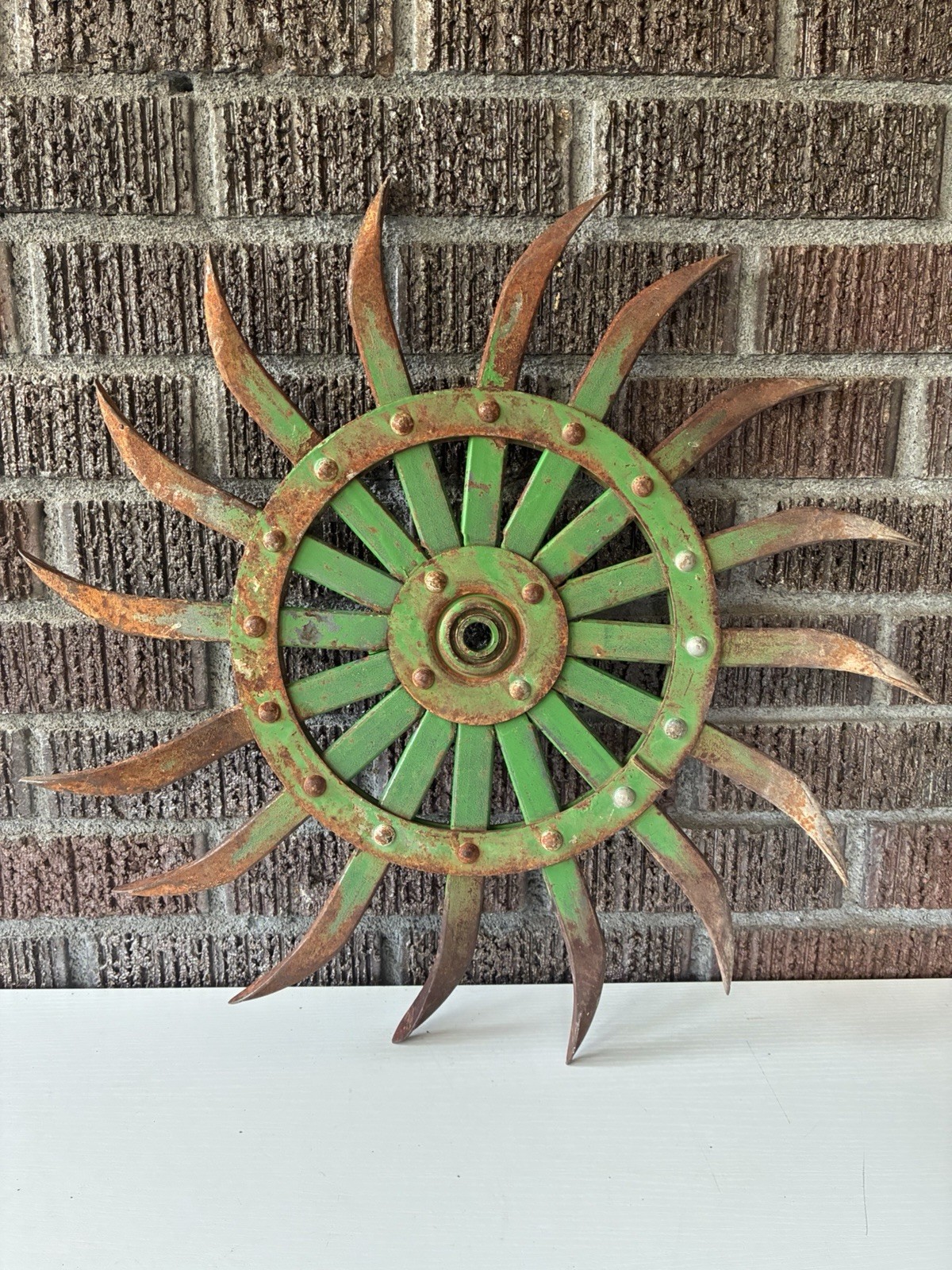 John Deere 19″ Rotary Hoe Wheel Decor Garden Yard Wall Art Farmhouse