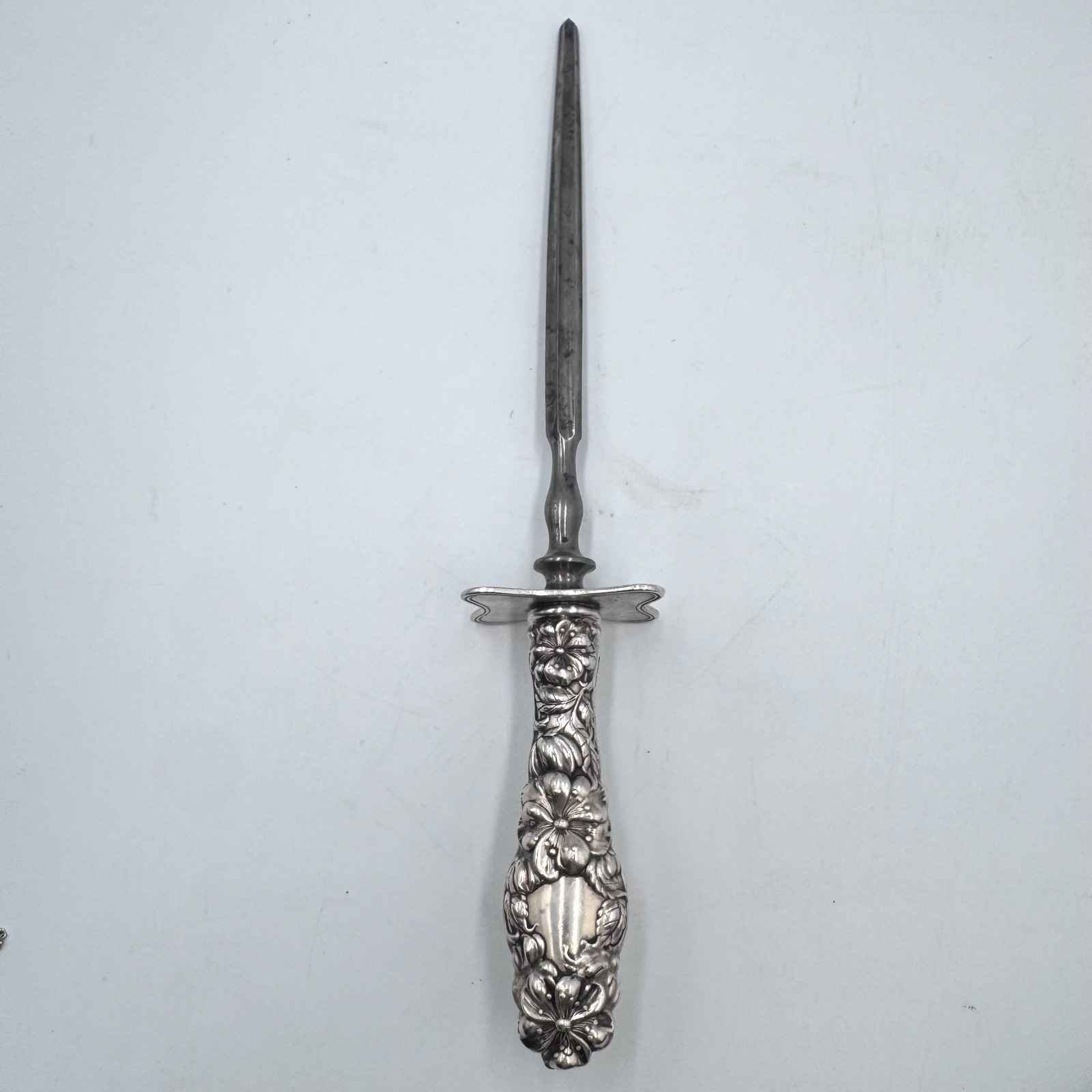 VTG Blossom Dominick & Haff 1905 Sterling Steel Rod Knife Sharpener 10 3/4”