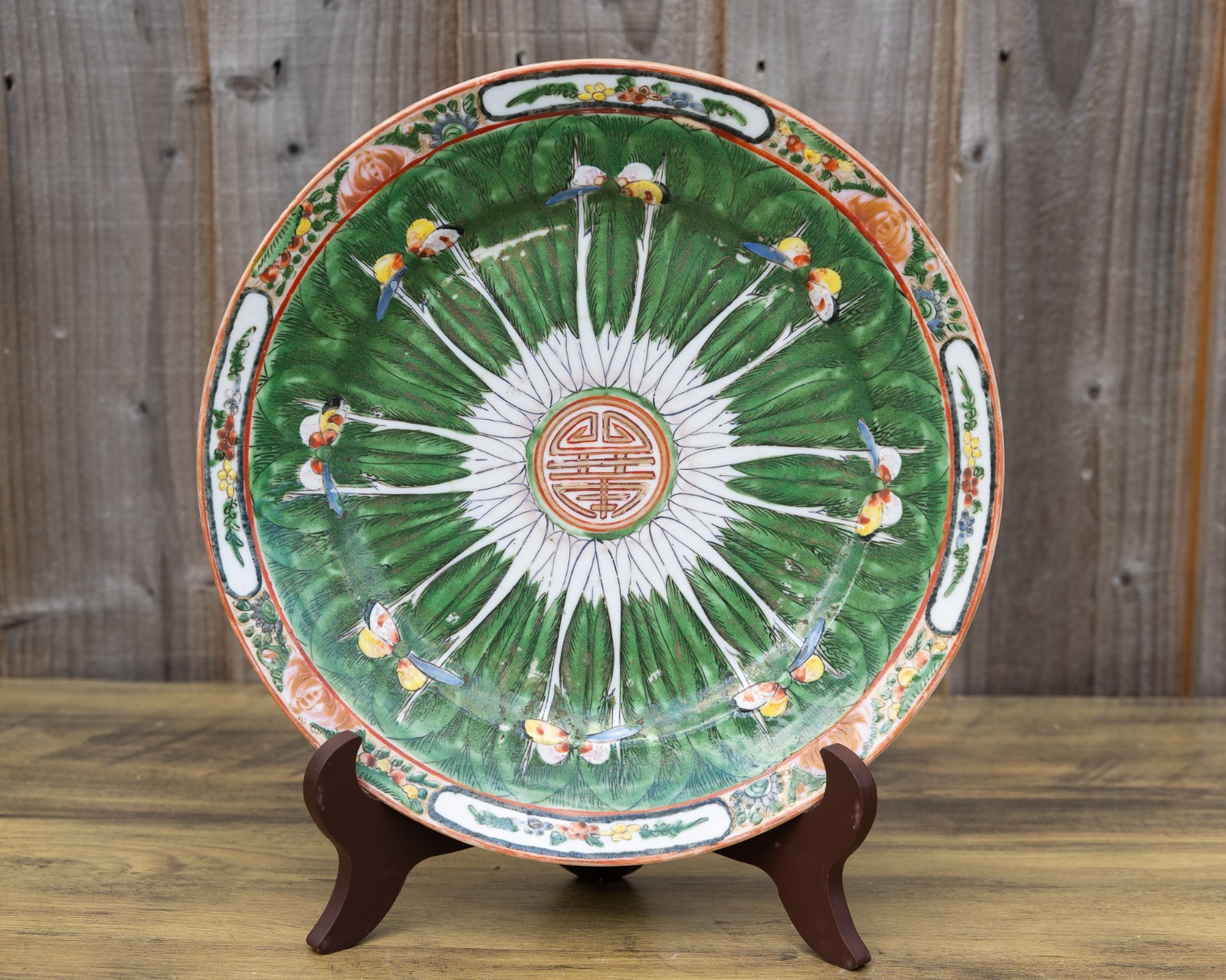 Chinese Late Qing Bok Choi Cabbage Plate 26cm Diameter