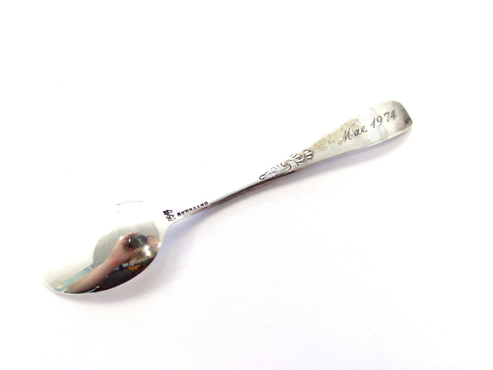 Towle Floral + Scrollwork Patterned Sterling Silver Demitasse Spoon – 4 1/4″