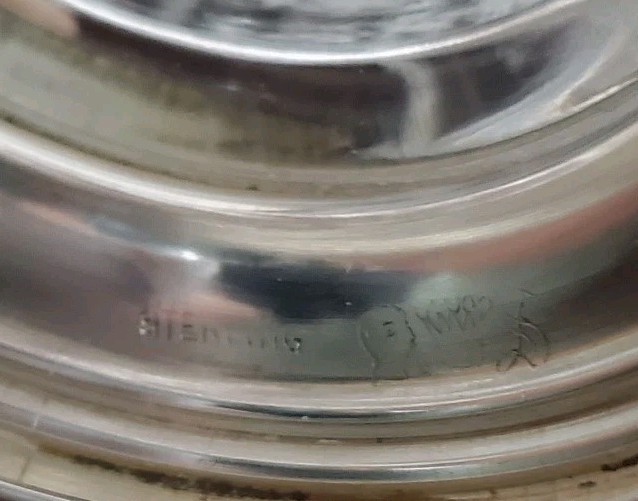 SHEFFIELD SILVER CO. USA STERLING & ETCHED CAMBRIDGE CRYSTAL CREAMER & SUGAR SET